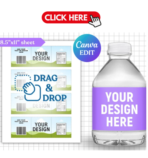 8oz water bottle template